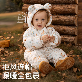 欧孕婴儿棉服宝宝秋冬衣服保暖外出服加厚连体衣夹棉冬装哈衣爬服