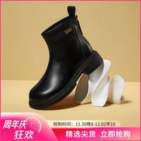 骆驼 CAMEL【显瘦修身靴型】秋冬女靴牛皮革时装靴子时尚百搭短靴女