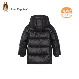 暇步士（Hush Puppies）【安心绒】童装儿童男女大童2024冬季三防轻量保暖舒适休闲羽绒服 钻石黑 【青少款】 170cm 【含绒量257g】