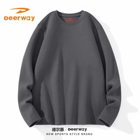 Deerway德尔惠圆领长袖男士冬季休闲宽松加绒厚款内搭上衣聚热保暖亲肤t恤男 #纯色