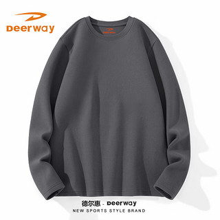 Deerway 德尔惠 圆领长袖男士冬打底衫 中灰#纯色 XL