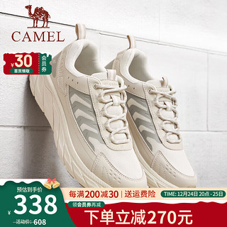 骆驼（CAMEL）男鞋2024户外登山防滑减震运动跑鞋软底网面透气男士休闲鞋 G14S090610浅杏/灰 42