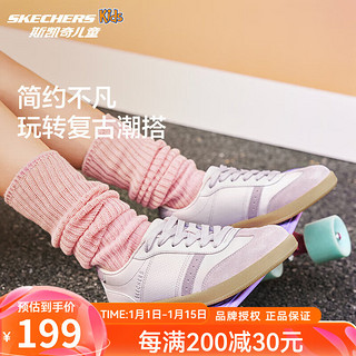 SKECHERS斯凯奇儿童德训鞋休闲鞋魔术贴男童黑白板鞋运动小白鞋 310576L-LTPK 【绑带】 37码