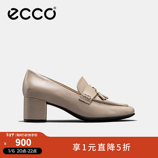 爱步（ECCO）单鞋女 秋冬女鞋一脚蹬软底粗跟皮鞋高跟鞋女 型塑290943 灰粉色29094301386 38