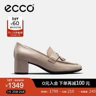 爱步（ECCO）单鞋女 秋冬女鞋一脚蹬软底粗跟皮鞋高跟鞋女 型塑290943 灰粉色29094301386 36