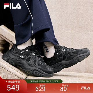 FILA 斐乐女鞋火星3复古跑步鞋2024冬季老爹鞋休闲运动鞋 黑-BK 37.5