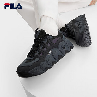 FILA 斐乐女鞋CROISSANT摩登运动鞋2024冬季可颂鞋老爹鞋 黑/影黑灰-BD 36