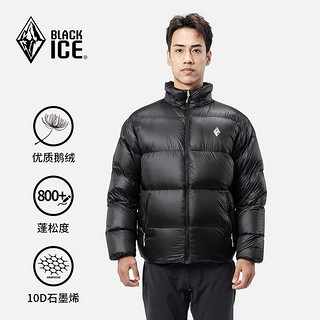 BLACK ICE黑冰F8530/8531户外轻量羽绒鹅绒800蓬秋冬男短款保暖羽绒面包服 黑色（无帽） XL