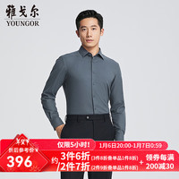雅戈尔衬衫男2024秋冬青年男长袖衬衫多组分微起绒衬衫素色衬衫商场同款 灰蓝素色YLTR115543HBY