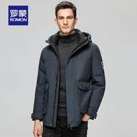 罗蒙(ROMON)男士短款连帽防风保暖羽绒服2023秋冬新款百搭休闲时尚外套
