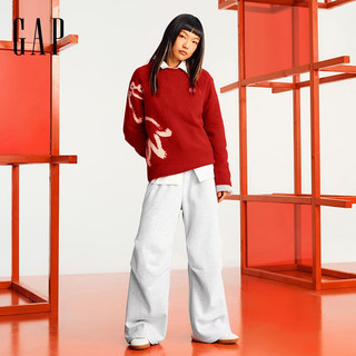 GAP【故宫联名】女装2025春季新款logo金鱼提花针织衫毛衣729008