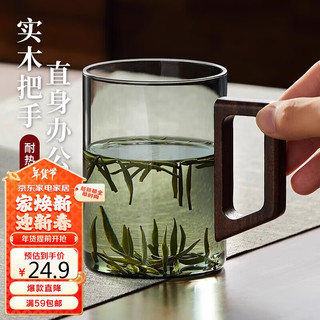 茶沿茶杯玻璃茶水杯子透明喝绿茶杯家用高硼硅办公室男士马克杯