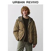 URBAN REVIVO 男装山系假两件连帽外套保暖羽绒服UML140043