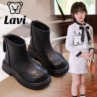LAVI女童靴子女孩加厚秋冬季洋气软底儿童短靴加绒保暖超软
