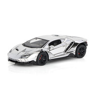 LEAUN兰博基尼LP770汽车模型仿真合金车模男孩收藏摆件儿童声光玩具车 1/32兰博基尼LP770模型-电镀银