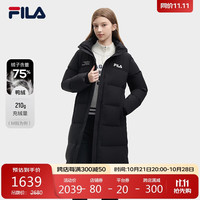 FILA 斐乐官方女士长款羽绒服冬休闲基础简约连帽上衣