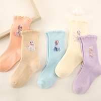 迪士尼女童袜子抗菌防臭秋冬季新加厚长袜棉公主儿童中筒袜 SP33185女款- 5双 20-22cm/适合8-10岁