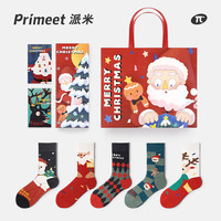 PRIMEET圣诞袜子女秋冬圣诞节袋中筒袜ins潮日系可爱男棉潮礼盒 五双装A组-礼盒装