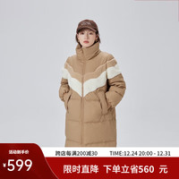 艾莱依（ERAL）女款羽绒服2023冬新款拼接中长款H版型宽松休闲外套  S 【建议80-110斤】