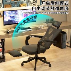 宾纳得 电脑椅家用人体工学椅办公转椅靠背学生学习写字书房电竞游戏椅子 黑