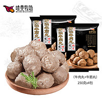 味美牧场潮汕牛肉丸250g*2+牛筋丸250g*2火锅食材关东煮丸子麻辣烫套餐