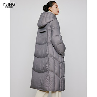 衣香丽影连帽鹅绒羽绒服女中长款2024冬季今年流行设计感高端时尚外套 灰色 XL