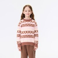MQD马骑顿【商场同款】冬季女童半高领小花条纹针织毛衣 花色