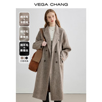 VEGA CHANG【高端羊毛+桑蚕丝】羊毛双面呢大衣女2024年冬新款小个子高级感