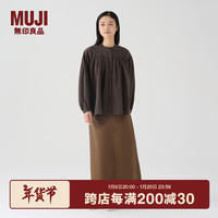 無印良品 MUJI（無印良品 ）女式 法兰绒 抽褶罩衫 美拉德风纯棉衬衫 女士衬衣内搭冬季款