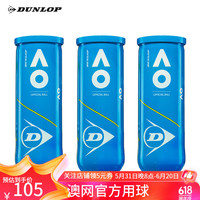 邓禄普（DUNLOP）网球 澳网网球AO比赛用球罐装初学进阶专业训练高弹耐打练习网球 澳网3筒胶罐 601354