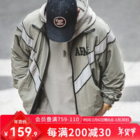 马登 MADEN工装 ARMY飞行员夹克训练服vibe风反光连帽速干外套男潮 灰绿色（无帽）