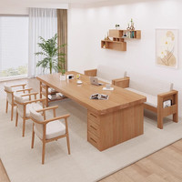 维斯雅澜 北欧客厅实木大书桌书柜一体学习桌带抽屉家用长条桌办公桌多功能 单桌：180*80*75板厚5cm送装到家