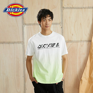 Dickies 短袖T恤 款T恤纯棉潮渐变印花logo上衣 DK010321 白色浅黄绿渐变色 M