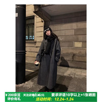 FOURDATRY2024秋冬新款长毛加厚双面羊毛大衣女中长款韩系感羊毛呢外套 黑灰 M 【120-140斤】