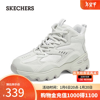 移动端、京东百亿补贴：SKECHERS 斯凯奇 女鞋秋冬中高帮厚底增高休闲运动鞋加绒保暖短靴167844 灰色/GRY 37