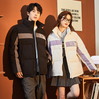 唐狮冬季立领短款撞色拼接羽绒服秋冬轻羽绒面包服G