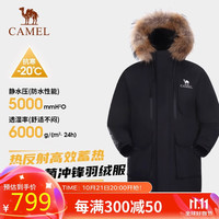 CAMEL骆驼【白鹿同款】骆驼女装大毛领工装羽绒服冬季抗菌派客羽绒外套