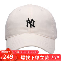 美职棒（MLB）男女帽子秋冬季软顶刺绣棒球帽休闲遮阳鸭舌帽 纽约洋基队/象牙色/77 均码 F