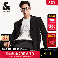 杰克琼斯 杰克·琼斯（JACK&JONES）秋季时尚潮流上班通勤商务休闲纯色宽松西服外套男224308001 E40 黑色 E40 黑色 170/92A/S