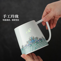 景德镇陶瓷玲珑同心茶漏杯办公室茶水分离杯泡茶大容量水杯