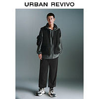 URBAN REVIVO UR2024冬季新款男装潮酷超宽松假两件连帽棉服外套UMV140056