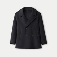 HLA/海澜之家轻商务纯羊毛大衣24秋冬新通勤保暖稍厚黑色外套男款