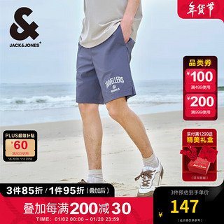 杰克琼斯 杰克·琼斯（JACK&JONES）夏季字母胶印装饰底摆双侧开衩设计休闲短裤男装224215024 暗灰色E39 180/84A/LR