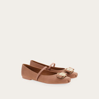 FERRAGAMO菲拉格慕女Vara铭牌芭蕾舞平底鞋婚鞋 淡粉红色775093 8