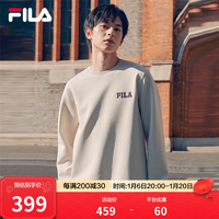 FILA 斐乐男子套头卫衣2024秋时尚休闲宽松针织长袖上衣 燕麦色-BG S