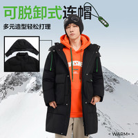 真维斯黑色中长款棉服冬季男女同款潮流棉袄外套J9