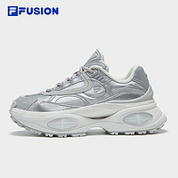 FILA 斐乐 FUSION 斐乐潮牌硬糖厚底老爹鞋休闲鞋女鞋新款银色运动鞋