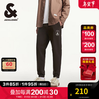 杰克琼斯 杰克·琼斯（JACK&JONES）秋季时尚舒适纯棉休闲运动裤铁塔刺绣百搭束脚裤潮流卫裤男 E09 巧克力棕 165/72A/XSR