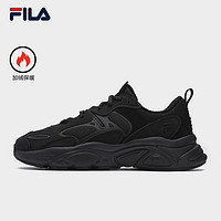 FILA 斐乐 火星2加绒复古跑步鞋情侣鞋2024冬季新款黑色老爹鞋男鞋