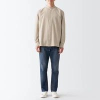 無印良品 MUJI 無印良品 男式 棉水洗牛津 立领衬衫 长袖休闲百搭衬衫